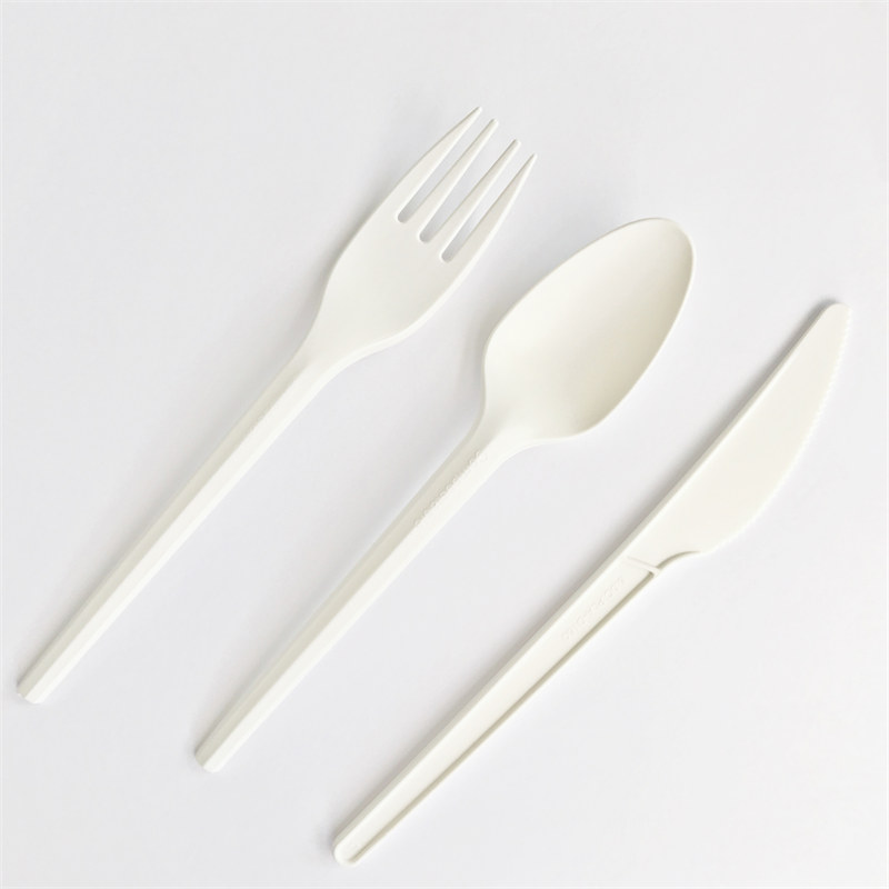 Set Peralatan Makan CPLA 7 inci 100% Biodegradable 3in 1