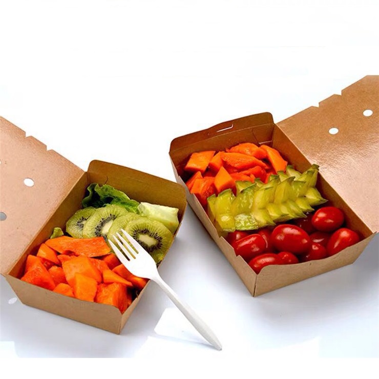 Kotak Makanan Kertas Kraft Berlubang