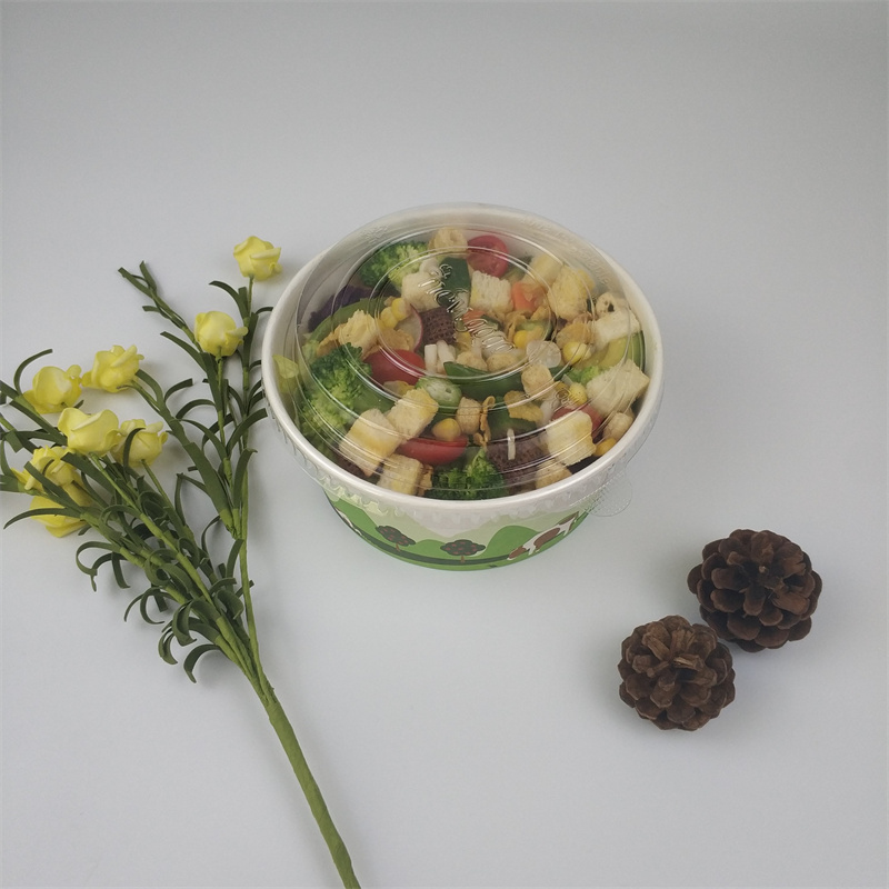 Mangkuk Salad Kertas Putih dengan Percetakan