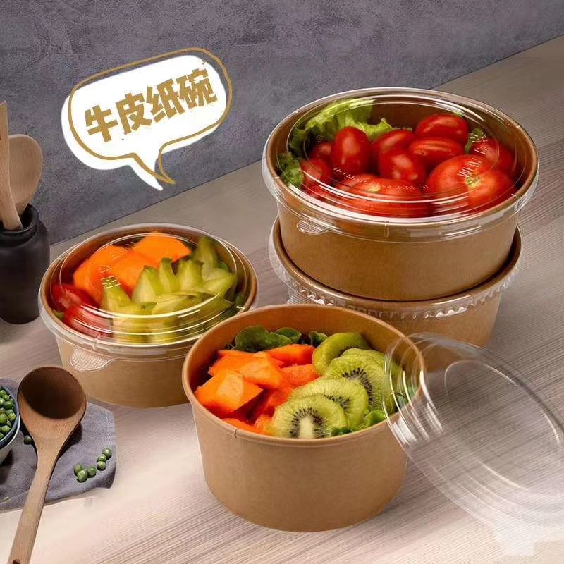 Mencetak Mangkuk Kertas Salad Dengan Tutup PET